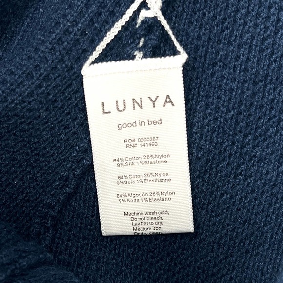 LUNYA Pants Womens Medium Blue Cozy Cotton Silk Jogger Deep Blue Waffle NWOT - Picture 11 of 16